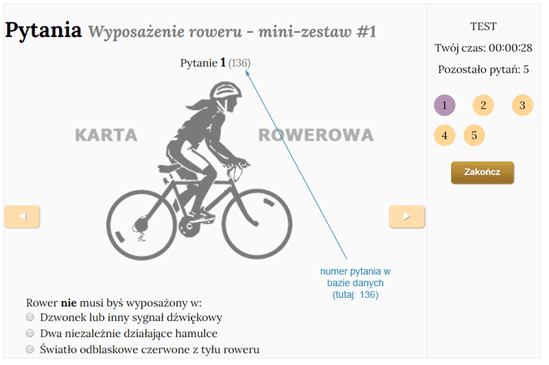 numer pytania w bazie danych
