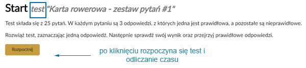 ekran startowy testu